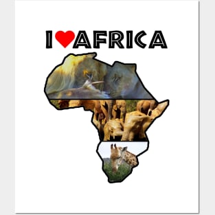 I Love Africa Wildlife Collage Map Posters and Art